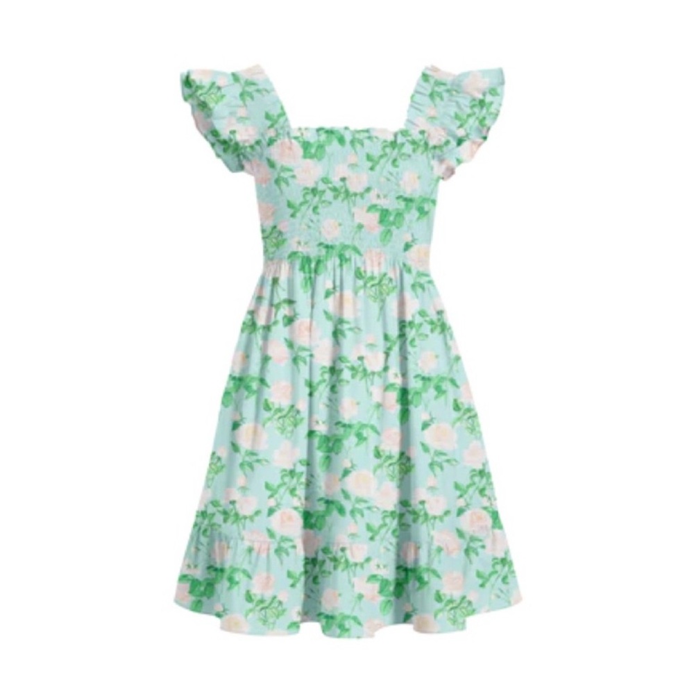 Hill House Home Nap Dress- The Elizabeth Nap Dress - Blue Roses Poplin- small